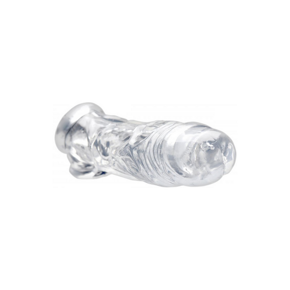 Realistische Heldere Penis Sleeve en Ball Stretcher - Afbeelding 3