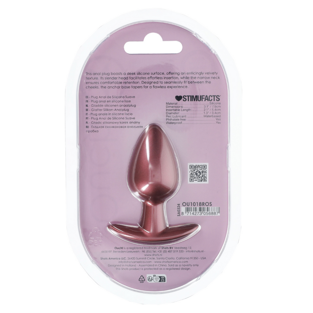 Zachte Siliconen Anale Plug - Medium - 3,1 / 7,9 cm - Roségoud - Afbeelding 3