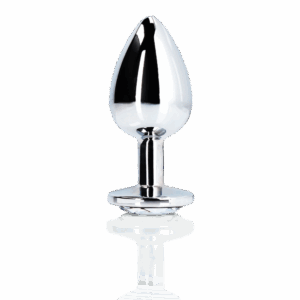 Ronde Gem Butt Plug - Medium - Zilver/Diamant