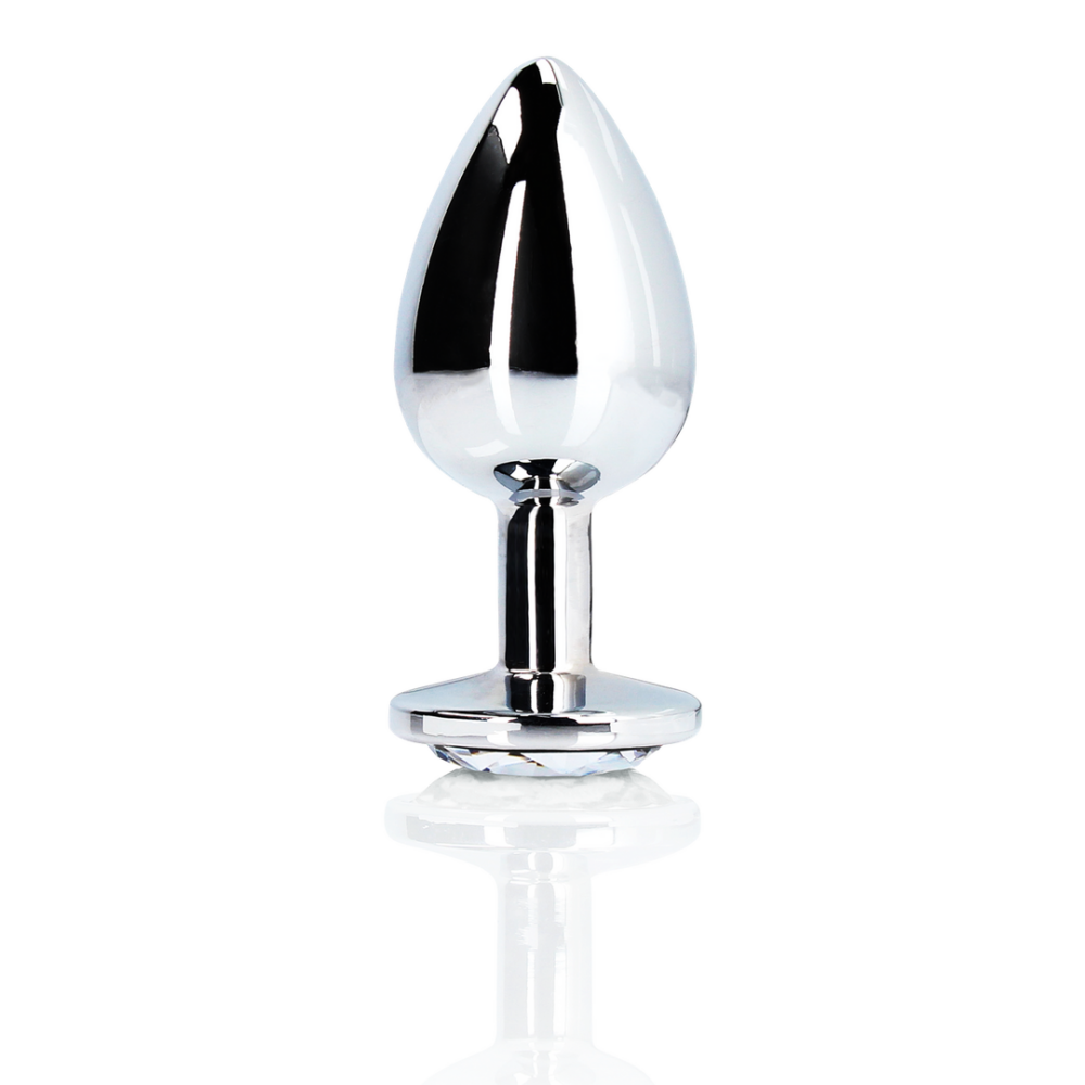 Ronde Gem Butt Plug - Medium - Zilver/Diamant