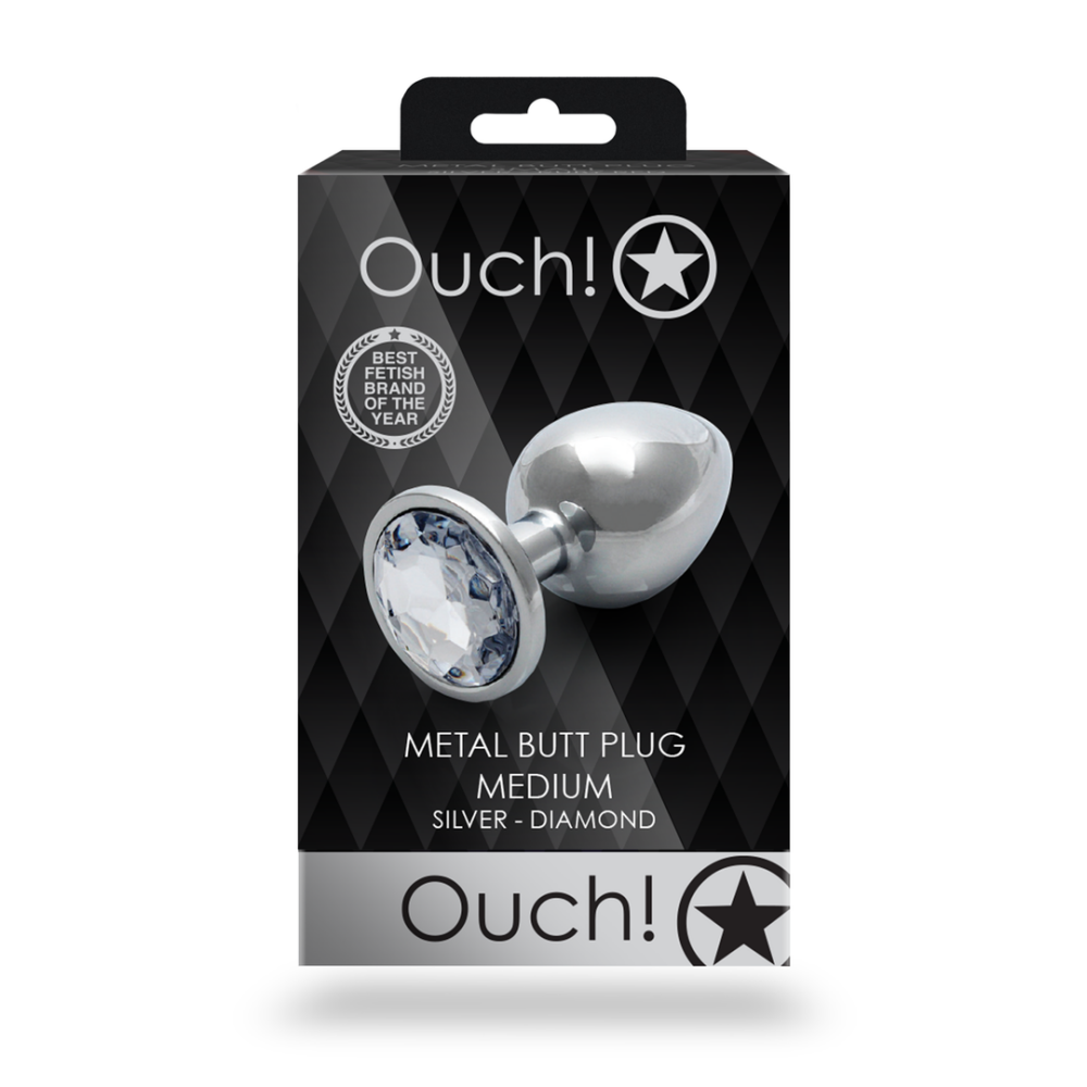 Ronde Gem Butt Plug - Medium - Zilver/Diamant - Afbeelding 3