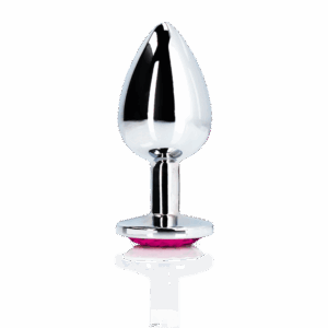 Hartje Gem Buttplug - Klein - Zilver/Rubelliet Roze