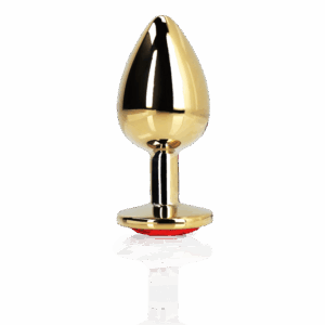Hartje Gem Buttplug - Medium - Goud/Ruby Rood
