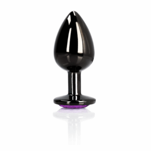 Heart Gem Butt Plug - Large - Gunmetal/Amethyst Paars
