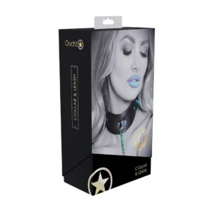 Venice Collectie – Halsband met Lijn – Zwart/Chroom
