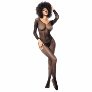 Body de red de manga larga - Talla única - Negro