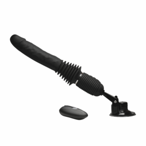 Ultimate Power Pounder - Dildo de silicona vibrante y con empuje con control remoto - Negro